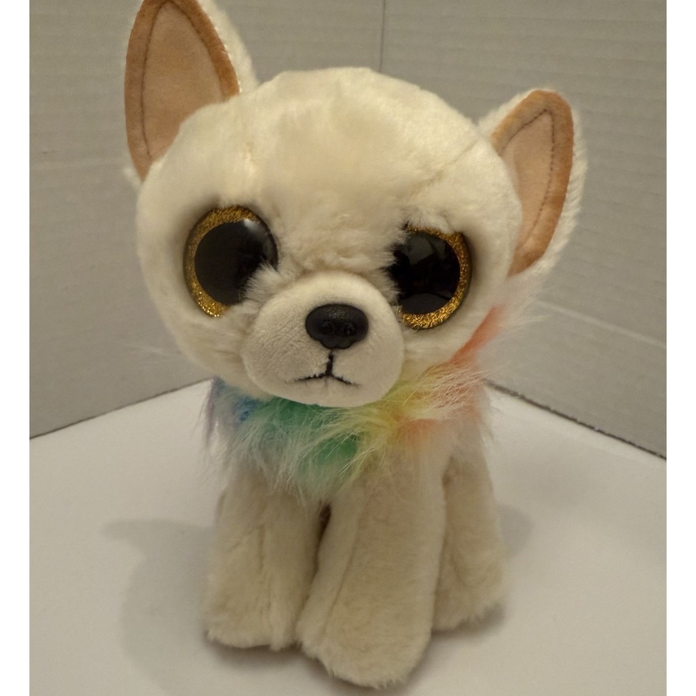 Ty Beanie Boos Chewey the Dog 7" Beanbag Plush Toy w/ Solid‎ & Glitter Eyes